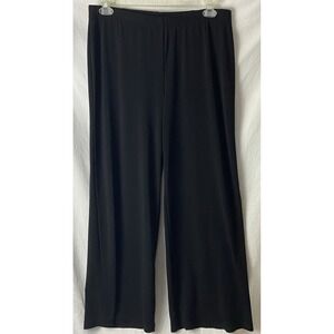 Chicos Women Black Dress Pants‎ Career Pull-on Stretch Wide Leg Sz 2 USA L 12